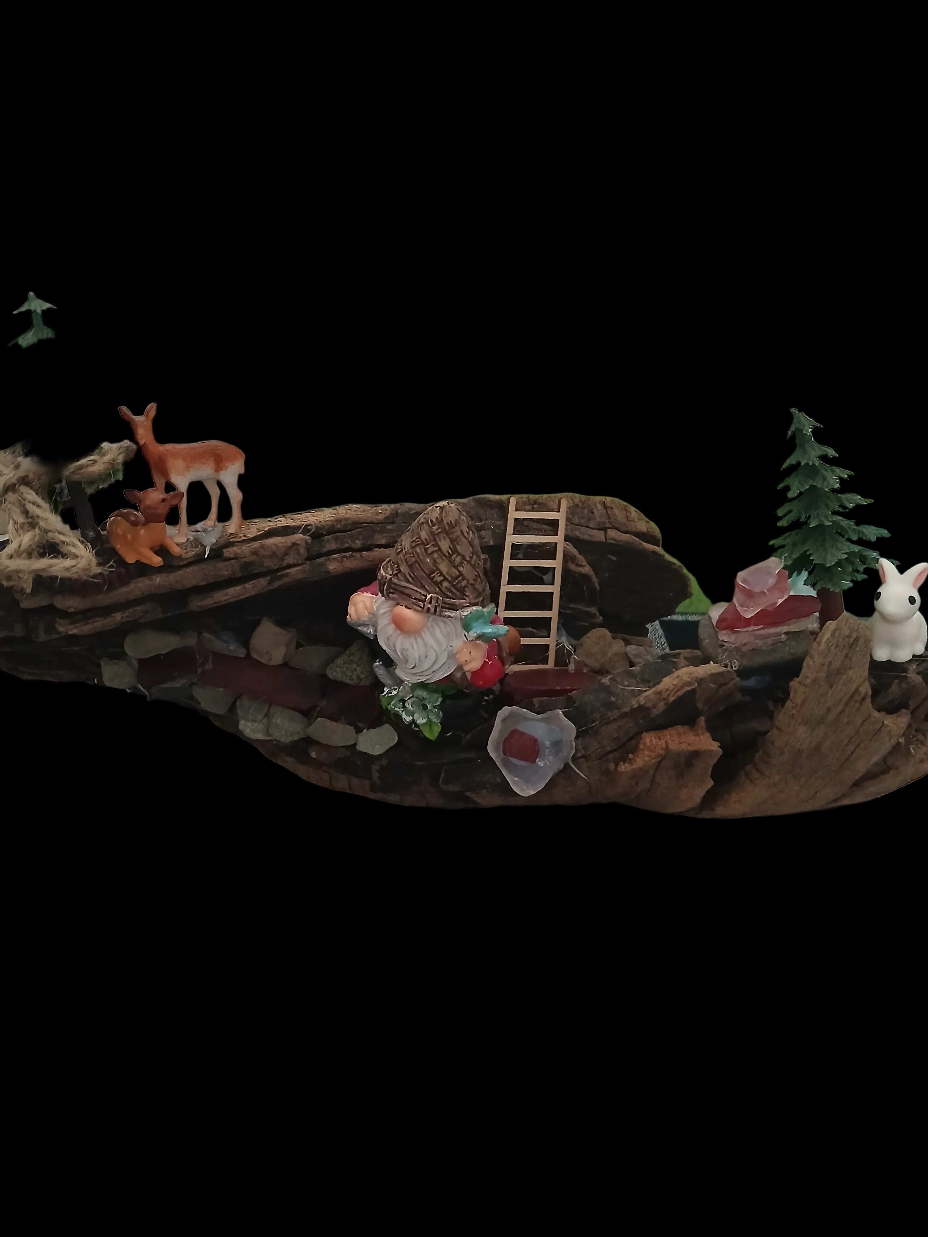 Drift wood log gnome